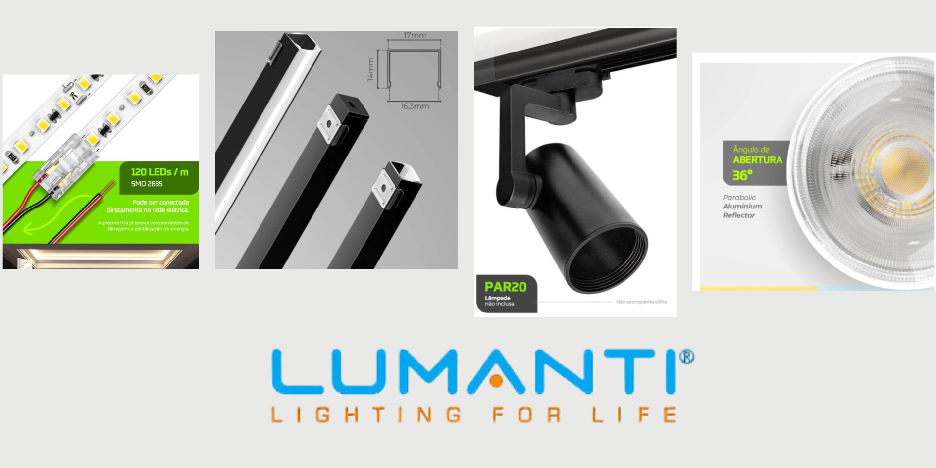 perfil, fita led, trilho, promoção, spot, par20, lumanti, blumenai, taschibra