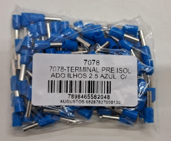 TERMINAL PRE ISOLADO ILHOS 2,5 AZUL C/100