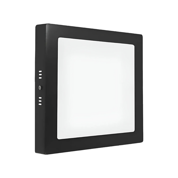 Luminária SOBREPOR quadrada preta FLAT LED 18W 6500K 207X207X24 1350