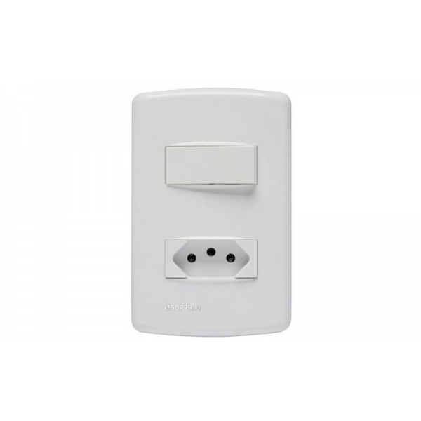 Conjunto 1 Interruptor SIMPLES 10A + 1 Tomada 2P+T 20A 250V Branco DUP