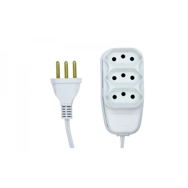 Extensão elétrica com cabo PP 3 VIAS 4,5m 10A 250V~ Máx - Branco