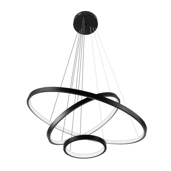 Pendente LED Ring Triplo Alum Ø600mm Bivolt 60W 3.000K Preto