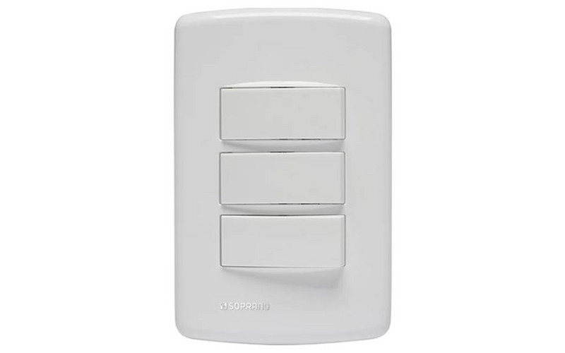 Conjunto 3 Interruptor SIMPLES 10A 250V Branco DUP