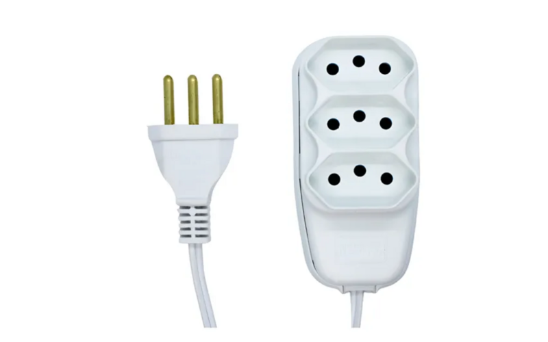 Extensão elétrica com cabo PP 3 VIAS 4,5m 10A 250V~ Máx - Branco