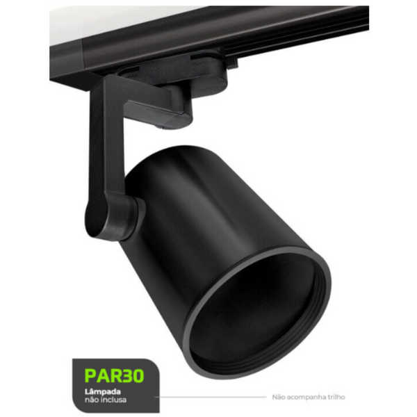 SPOT TUBE PARA TRILHO ELETRIFICADO PRETO P/ PAR30