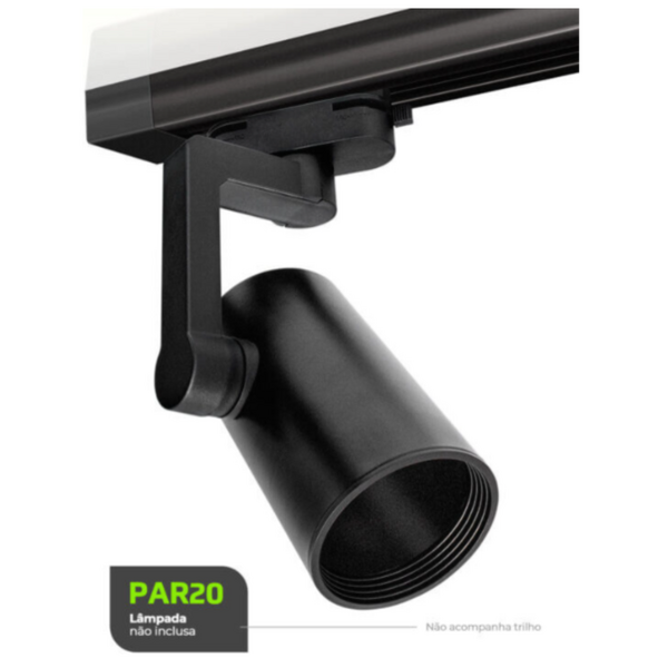 SPOT TUBE PARA TRILHO ELETRIFICADO PRETO P/ PAR20