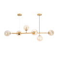 Pendente Glam Globo Gd. 6xG9 - Dourado com vidro Ambar