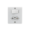 Conjunto interruptor SIMPLES 6A com Tomada 2P+T 10A 250V - Linha BOX